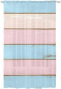 Sheer Curtains 108 Inches Long, Pink Blue Wood Grain Semi Sheer Curtains Light Filtering Window Treatment, Farmhouse Country Shabby Striped Privacy Voile Drapes for Living Room Bedroom 52x108 Inch