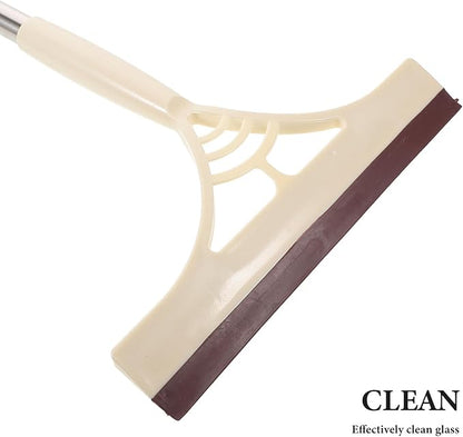 Multifunction Window Squeegee Cleaner with Extendable Handle, Dry and Wet Glass Scraper Brush, Khaki for Bathroom Shower Door and Floor Cleaning