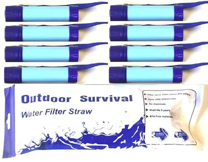 Galaxy Personal Portable Water Filter Straw Filtration Purifier for Hiking, Camping, Hunting, Travel, Outdoor Emergency Survival Detachable Drinking Eight Packs
