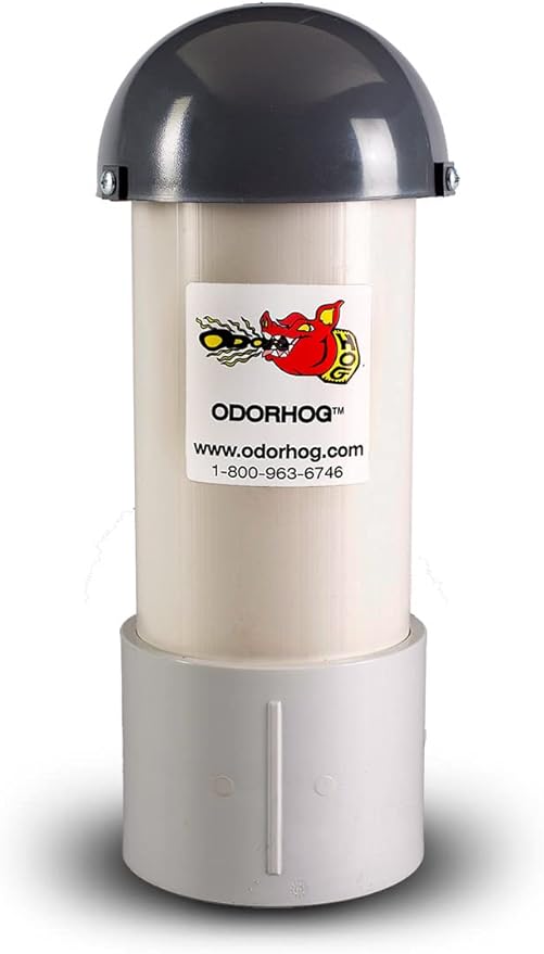 OdorHog Mushroom Cap Vent Stack Pipe Filter 4 Sizes PVC Slip On, Removes Outdoor and Sewer Odor Problems (4.0-inch)