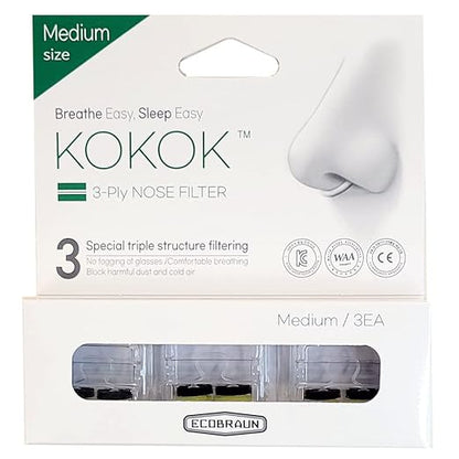 3-Ply Nose Filter Reusable Breathable Nasal Plugs Air Filteration for Dust, Pollution, Block Cold Air - Pack of 3 (Medium)