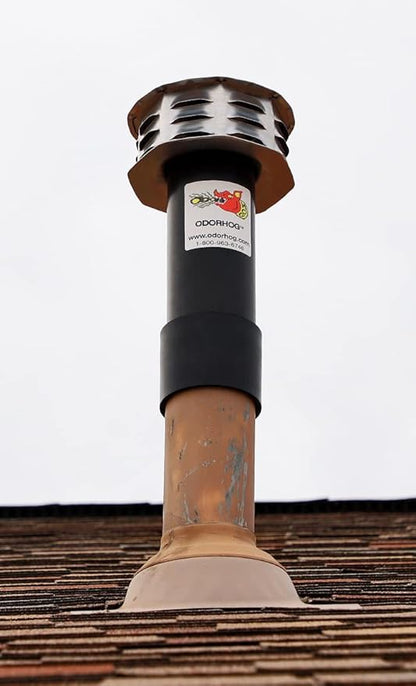 OdorHog Metal Cap Slip On Vent Stack Pipe Filter 4" Black ABS, Removes Outdoor and Sewer Odor Problems (4.0-inch)
