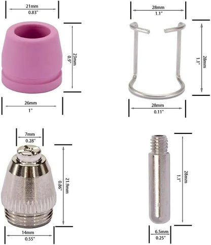 100pcs SG-55 AG-60P WSD-60 Plasma Cutter Consumables，Plasma Cutter Cutting Torch Tip Nozzles Consumables Kit