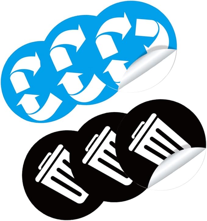 GLEAVI 1Set Waste Sorting Stickers Self Adhesive Garbage Bin Decals for Waste Management Home Office Waste Container Labels