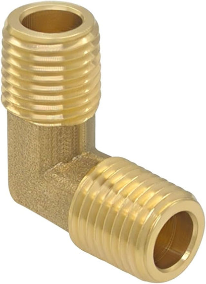 Hooshing 1/4 Inch NPT Elbow 90 Degree Street Elbow 1/4" NPT Male to 1/4" NPT Male Thread Brass Pipe Fitting, 2 Pack