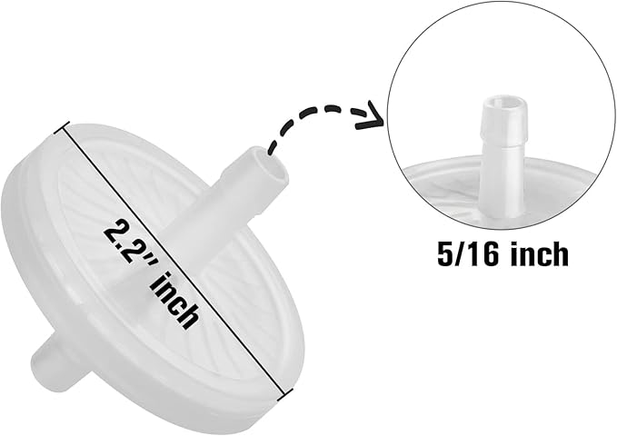 FERRODAY 5/16 Barbed Air Line Filter [4 PCS]- Sanitary Air Filter Air Line Fittings for Beer Brew Keg Air Filter for Homebrew White Air Filter for Fish Tank Translucent Plastic Gas Line Fitting