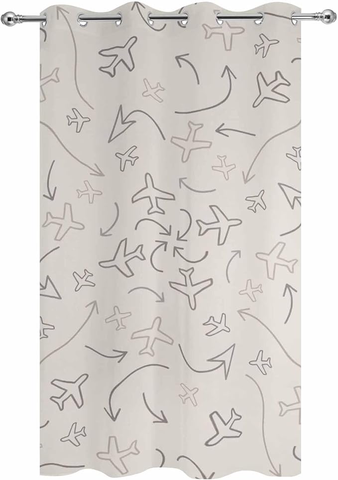 Abstract Airline Route Waterproof Outdoor Curtains for Patio, Windproof Weatherproof Curtains with Weighted Hem, Vintage Aircraft Arrows Light Filtering Privacy Drapes for Porch 54"x 95"