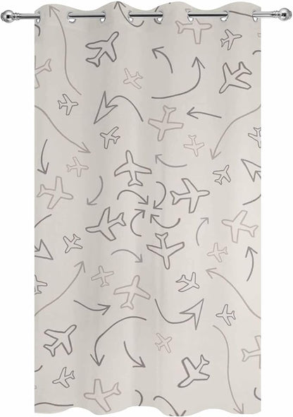 Abstract Airline Route Waterproof Outdoor Curtains for Patio, Windproof Weatherproof Curtains with Weighted Hem, Vintage Aircraft Arrows Light Filtering Privacy Drapes for Porch 54"x 108"