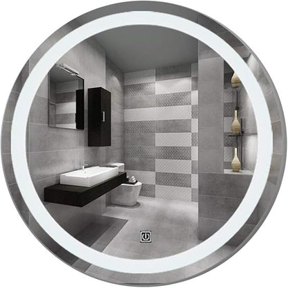 Bathroom Mirrors Round Waterproof Illuminated LED Wall Makeup Mirrors with White Light Sensor Touch Control and Demister Pad (Size : 70cm)