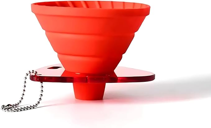 2-in-1 Pour Over Coffee Dripper - Silicone Pour Over Coffee Maker, Collapsible Dripper, Use V60 or Wave Paper Filter, Reusable Portable Coffee Filter for travel Camping- Single Cup (Red)