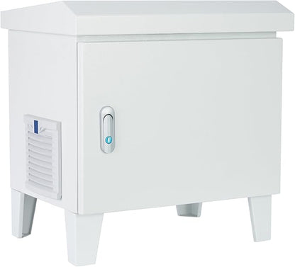 HQUA Weatherproof Outdoor Cabinet, Housing for Pond Aerator, Air Pump 19”W×14”D×18.5”H with 110V Cooling Fan, pre-Wired Outlet and 10’ 3-pin Plug Cord Included (Gray)