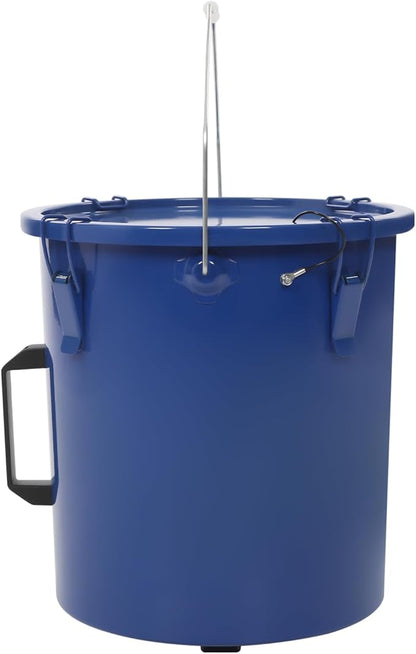 Deep Fryer Oil Storage Container with Filter,6 Gallon Bucket with Lid, Strainer Bag and Handle, Carbon Steel Oil Grease Disposal Container for Deep Fryer Oil Filtering/Storage - Blue