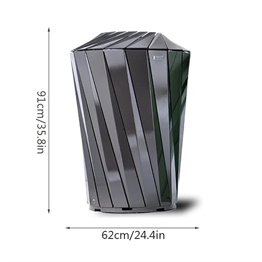 GLigeT Outdoor Trash can Round Steel Trash Can Modern Simple Outdoor Trash Can, Large-Capacity Sorting Trash Can with Thick Top Cover, Diameter 24.4"×35.8" Trash Can