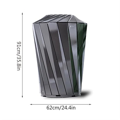 GLigeT Outdoor Trash can Round Steel Trash Can Modern Simple Outdoor Trash Can, Large-Capacity Sorting Trash Can with Thick Top Cover, Diameter 24.4"×35.8" Trash Can
