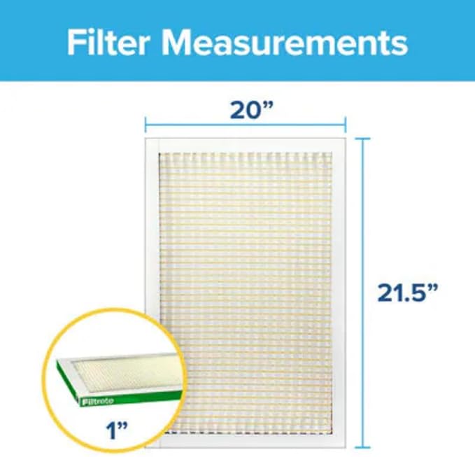 Filtrete 20x21.5x1 AC Furnace Air Filter, MERV 8, MPR 700, Tough on Pollen, Easy on Airflow, 3-Month Pleated 1-Inch Electrostatic Air Cleaning Filter, 4-Pack (Actual Size 19.69 x 21.19 x 0.81 in)