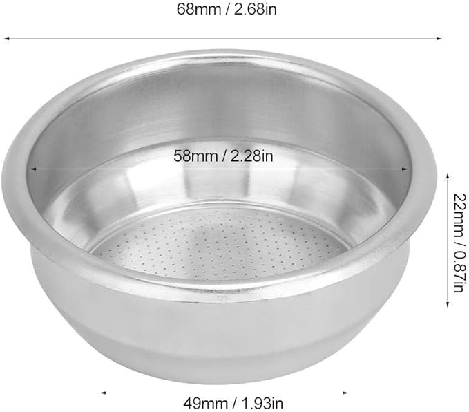 Fdit 58mm Stainless Steel Coffee Filter Basket Single Layer Double Doses Filter Coffee Machine Replacement Parts