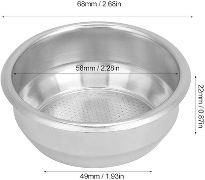 Fdit 58mm Stainless Steel Coffee Filter Basket Single Layer Double Doses Filter Coffee Machine Replacement Parts