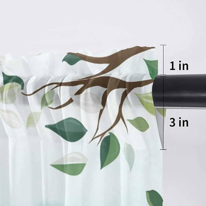 Easter Sheer Valances for Windows 42"x12", Light Filtering Kitchen Curtains Valance, Spring Watercolor Eggs Country Tulip Flower Plant Rod Pocket Chiffon Curtains for Living Room Bedroom Cafe