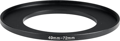 49-72mm Metal Step-Up Ring Adapter Compatible with Mirrorless Cameras DSLR Lens, UV CPL ND Filter Thread Converter, Black
