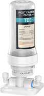 Frizzlife TD-3 Inline Water Filter, Fast Replacement Post Water Filter Removes Chlorine, VOCs & Odor, Adjust Taste, 1/4" and 3/8" Quick Connect
