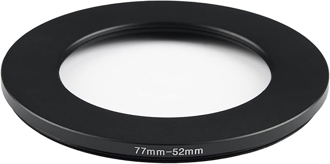 77mm Lens to 52mm Camera Lens Adapter 77mm to 52mm Step Down Ring Adapter Ring for All Brands of UV ND CPL, with Premium Lens Wiping Cloth 2 Pack (77mm-52mm)