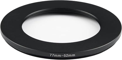 77mm Lens to 52mm Camera Lens Adapter 77mm to 52mm Step Down Ring Adapter Ring for All Brands of UV ND CPL, with Premium Lens Wiping Cloth 2 Pack (77mm-52mm)