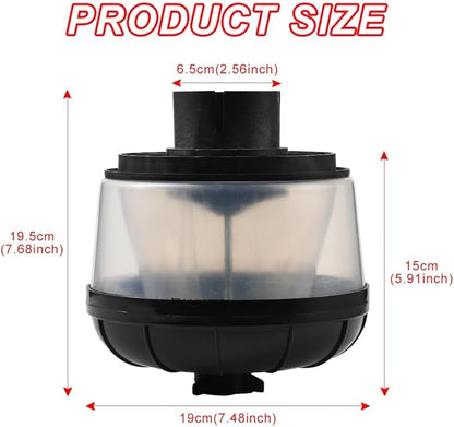 Air Snorkel Head Air Ram Sand Cup for Tractor Excavator Wheel Loader, 2.6 Inch Inlet Airflow Fresh Air Intake Top Pre-Cleaner Replacement, with Pipe Clamp Hoop Clip Ring