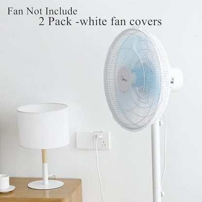 2 Pack - 18" Fan Safety Protection Cover,Kids Finger Protect Fan Net Guard,Washable Pedestal Fans Dustproof Covers,Fans Safety Dust Cover,Perfect for Parents of Toddlers (White)