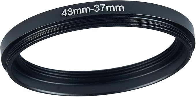 43mm to 37mm Step Up Ring Filter Adapter Black Metal Step up Adapter Rings Compatible with All Brand UV CPL ND Camera Lens Filter Step Down Ring (43mm-37mm)