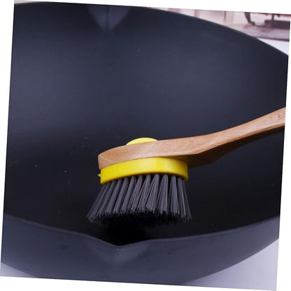 Natural Wood Handle Sponge Scrubber Tile Scrubber Brush Cleaner Kitchen Cleaning Tools Safe Odorless