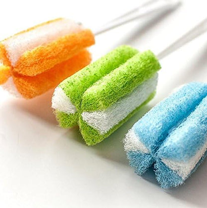 3PCS Soft Hanging Sponge Cleaning Brush Cleaner with Long Handle Cup Feeding Bottle Scrubber Washing Brushes for Coffee Glasses Pot Milk Cup Mugs Winebottle Baby Bottles(Color Random)