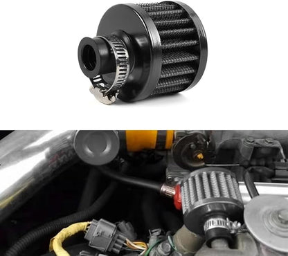 MUGE RACING 2Pcs Air Filter Cold Air Intake Filter Breather 12mm Valve Cover Breather Filter For Car and Motorcycle(Black)