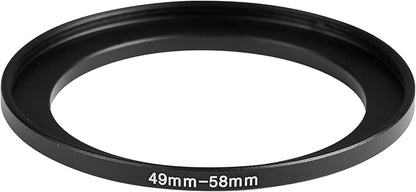 49-58mm Metal Step-Up Ring Adapter Compatible with Mirrorless Cameras DSLR Lens, UV CPL ND Filter Thread Converter, Black