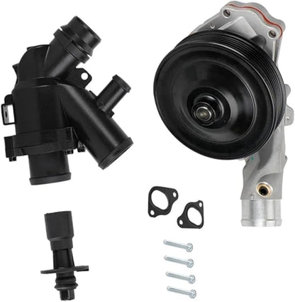 Complete Water Pump Kit with Thermostat Bolts Gaskets for Jaguar F-Pace F-Type Land Rover Range Rover V8 5.0L 2010-2018 LR010801 LR035124