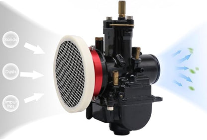 Carburetor Velocity Stack Air Filter Cleaner 55mm Modified Alloy with Sponge Filter Steel Mesh for PWK32-34mm Shortest Fast Intake Suggest Small Displacement (Red New,55mm)