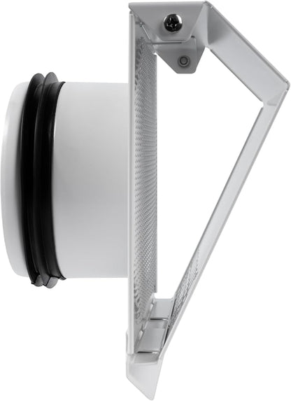 Vent Systems 4" Inch Air Supply Vent Cover with Rubber Gasket - White Galvanized Steel - Robust Weatherproof Outdoor Air Intake Box - Duct or Surface Mounting - Rain and Snow Protection