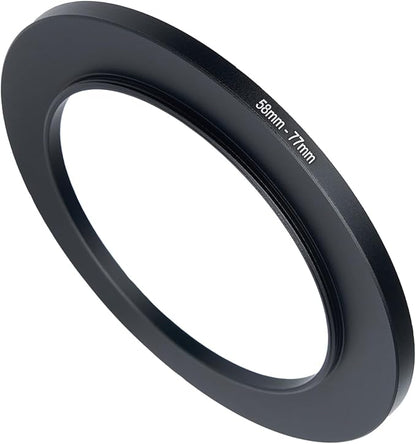 58mm to 77mm Step Up Ring Filter Adapter Black Metal Step up Adapter Rings Compatible with All Brand UV CPL ND Camera Lens Filter Step Down Ring (58mm-77mm)