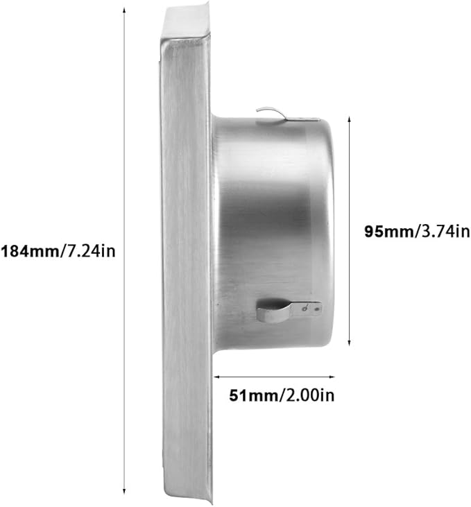 Extractor Fan Outlet, 100mm Stainless Steel Wall Air Vent Outdoor Filter Square Tumble Dryer Extractor Fan Outlet for Kitchen Fans and Vents Dryer Vent Cover Outdoor