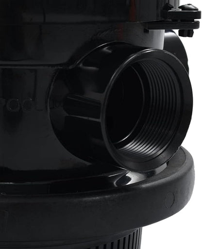 vidaXL 4-way Multiport Valve for Pool Sand Filter - 1.5” Fitting Connectors, ABS Material, With Pressure Gauge - Top-mount - Easy-to-use Lever-action Handle - Black