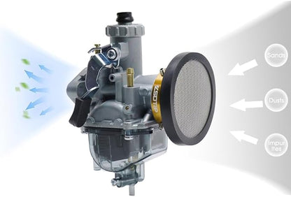 Carburetor Carb 40mm Velocity Stack Air Filter Cleaner Modified Trumpet with Sponge Filter Steel Mesh for VM22 PZ22 PD18J GX160 GX200 CT200U Shortest Suggest for Small Displacement (Gold,40mm)