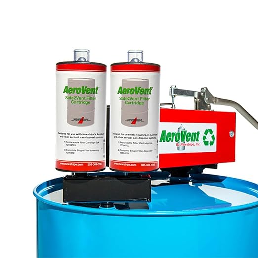 AeroVent Safe2Vent Dual Filter Assembly (Part #10004722) | Fits Multi-Can & Single-Can Systems | 2 Reusable Tops & Bases, 2 Filters | Viz-a-Ball Indicator | Compliant in All 50 States | Made in USA