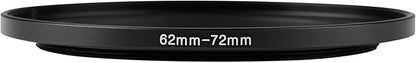 62-72mm Metal Step-Up/Down Ring Adapter Compatible with Mirrorless Cameras DSLR Lens, UV CPL ND Filter Thread Converter, Black
