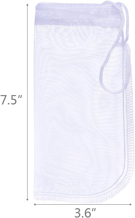 ALEGI Media Filter Bag Aquarium Extra Fine,Reusable 180 Micron Drawstring Mesh Filter Bags for Very Fine Resins Filter (7.5"*3.6" (6 Pack))