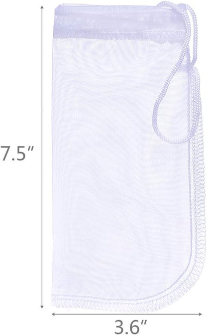 ALEGI Media Filter Bag Aquarium Extra Fine,Reusable 180 Micron Drawstring Mesh Filter Bags for Very Fine Resins Filter (7.5"*3.6" (6 Pack))