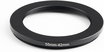 52mm Lens to 42mm Camera Lens Adapter 52mm to 42mm Step Down Ring Adapter Ring for All Brands of UV ND CPL, with Premium Lens Wiping Cloth 2 Pack (52mm-42mm)