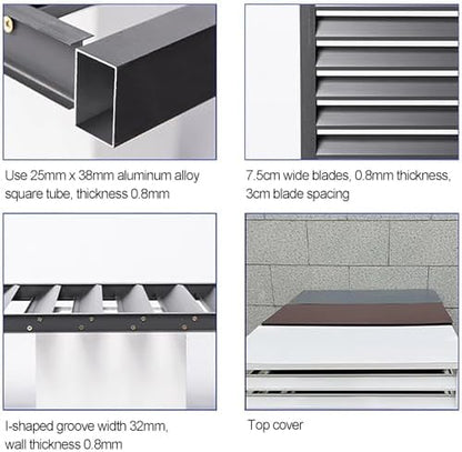 Outdoor Air Conditioner Cover Aluminum Decorative Fence Privacy Screen Protective Grilles for Heat Pumps Trash Can Enclosure Flower Stand Perfect for Concealing (Gray 100x50x70cm)