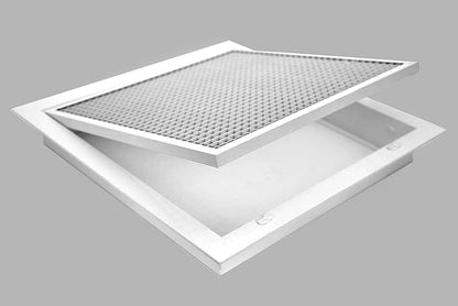 HVAC Premium 6'' x 18'' Cube Core Eggcrate Return Air Filter Grille for 1'' Filter - Aluminum - White [Outer Dimensions: 8.5'' x 20.5]