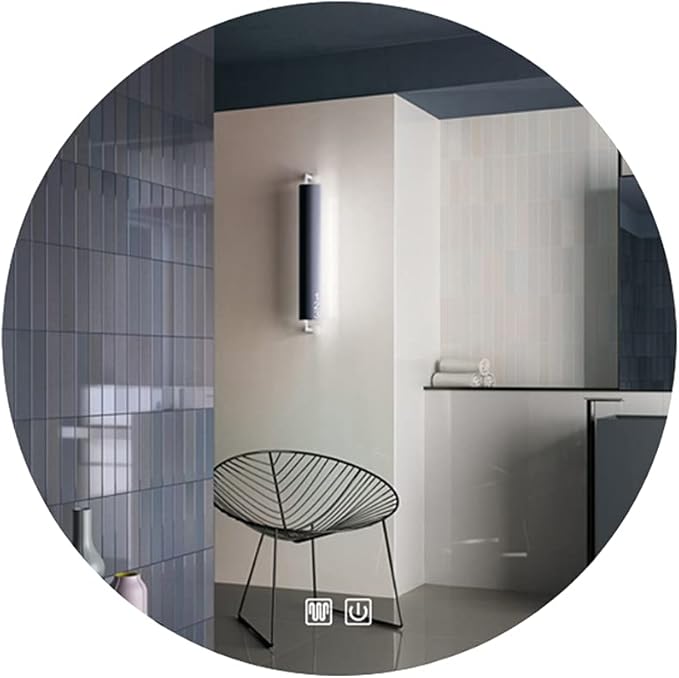 LED Illuminated Bathroom Mirror Round Wall Mirror with Touch/Dimmable/Demister Pad Makeup Mirror for Vanity Living Room Bedroom(Size:50CM) ()