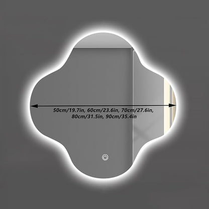 Irregular Bathroom Mirror with LED Light, Wall Mounted Mirror with Demister Pad, 3-Color Dimmable LED Light, for Wall, Living Room, Bedroom, Vanity, Entryway(80cm/31.5in)