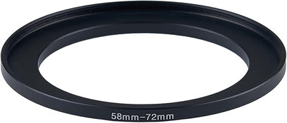 58mm Lens to 72mm Camera Lens Adapter 58mm to 72mm Step Up Ring Adapter Ring for All Brands of UV ND CPL, with Premium Lens Wiping Cloth 2 Pack (58mm-72mm)